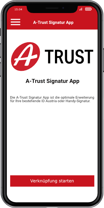 A-Trust Signatur App - Verknüpfungsseite