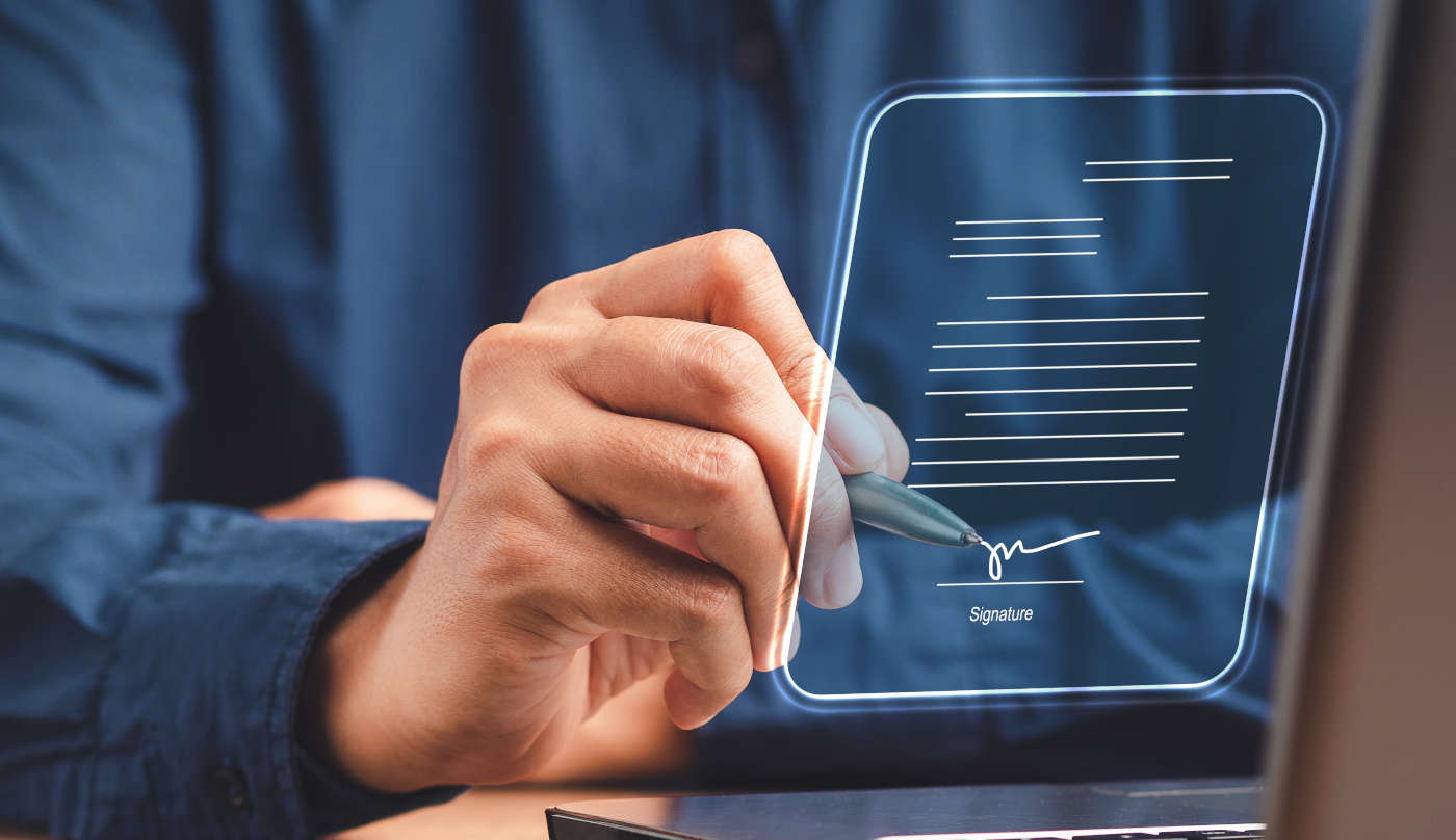 A document is signed digitally.