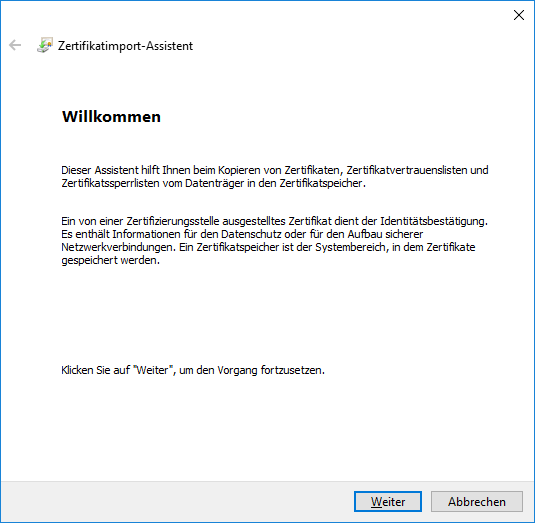 Zertifikatimport-Assistent