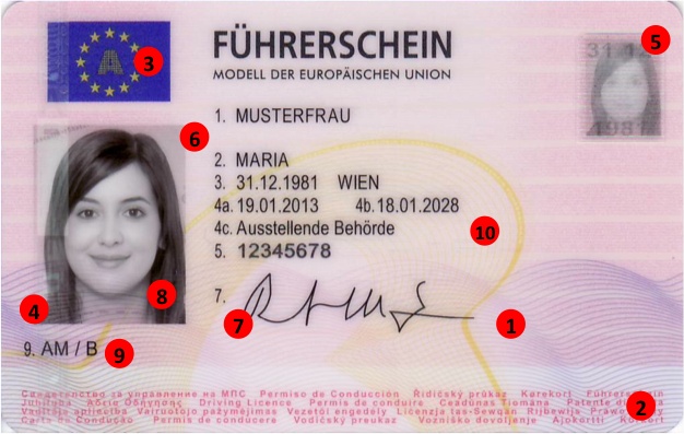 Österreichischer Scheckkartenführerschein - Vorderseite